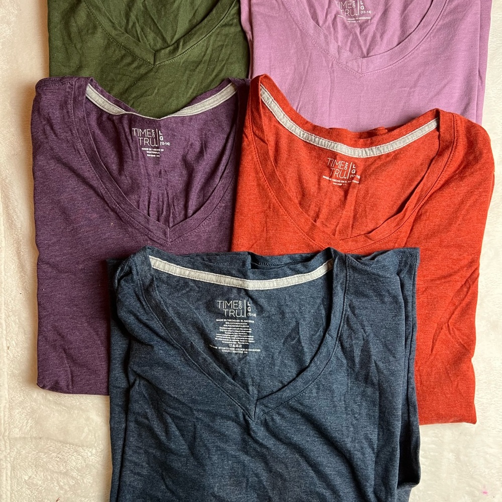 Time and Tru Colorful V-Neck T-Shirt Bundle